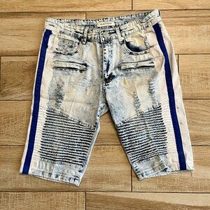 Mens Blind Trust Light Wash Denim Jean Shorts - 30
